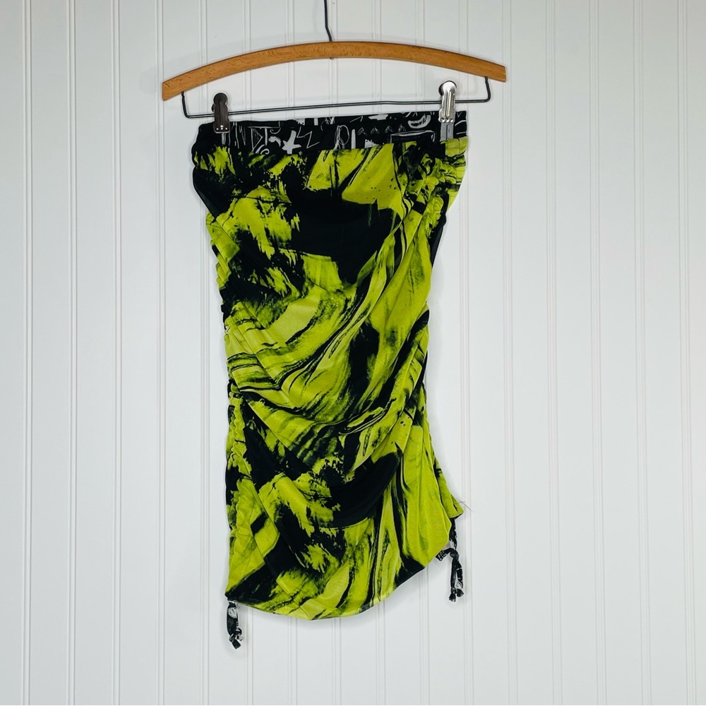 PrettyLittleThing Abstract Ruched Mesh Mini Skirt - Picture 2 of 7